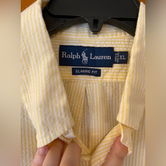 Ralph Lauren Men's XL Yellow  Seersucker Button-Up Shirt Preppy Summer Beachy - Picture 4 of 7